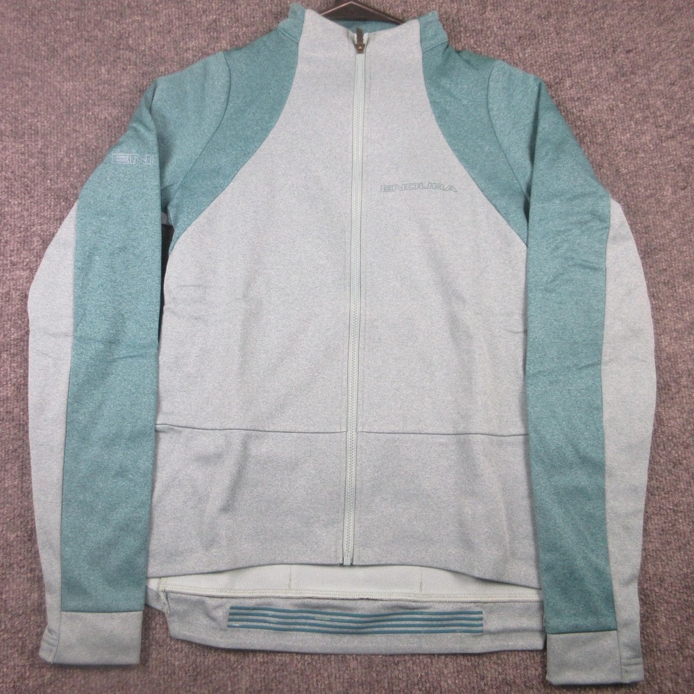 Endura GV500 Jersey Womens Small Gray Long Sleeve Full Zip Pockets Cycling Bike